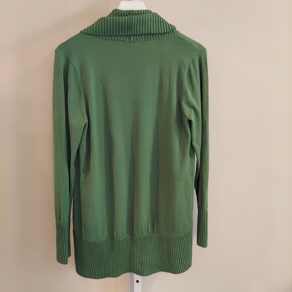Open Cardigan Ribbed Collar Green Festive Holiday Christmas Grannycore - Picture 5 of 6